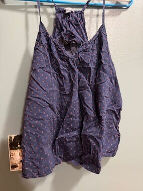 aerie Navy Blue Printed Spaghetti Strap Tank Top